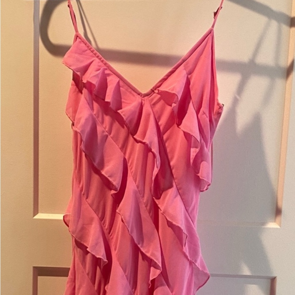 Fashion nova Elegant Pink Ruffled Maxi Dress size medium - Picture 4 of 5